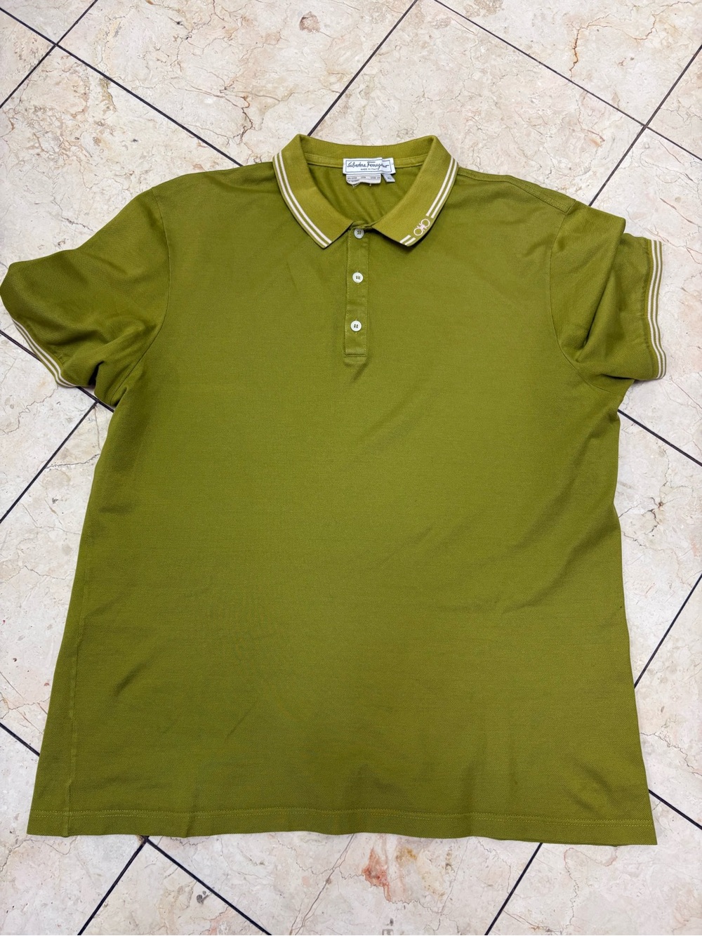 Salvatore Ferragamo Men’s Lime Green Polo Shirt